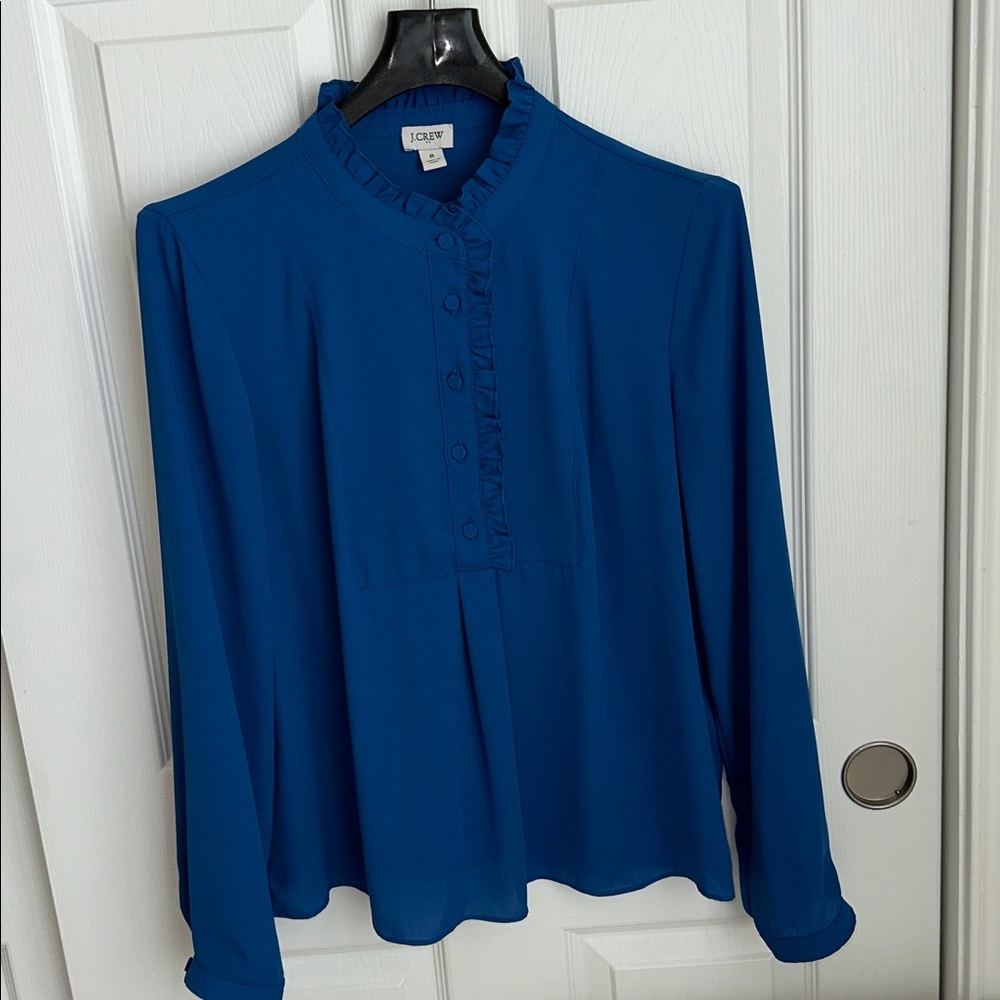 J. Crew Vibrant Blue Button-Up Blouse - Picture 6 of 16